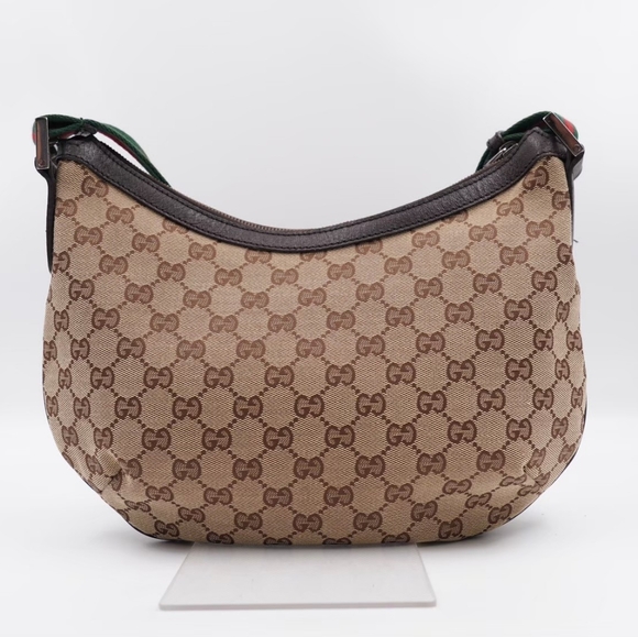 ❌️❌️SOLD❌️❌️BD41❤️ GUCCI Monogram Web Halfmoon Crossbody Bag - Picture 5 of 16